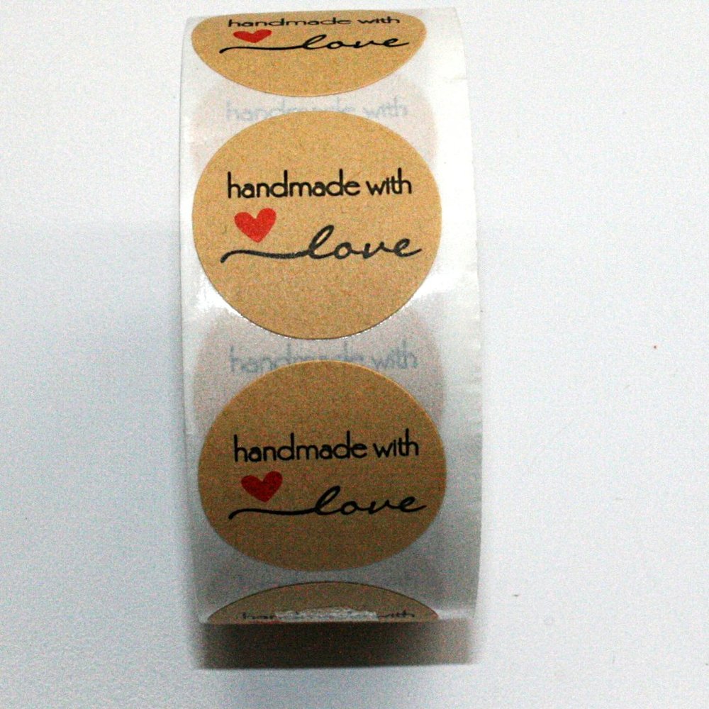 STICKERS - 100 Labels Handmade with Love Thank You Packaging Shipping Supplies